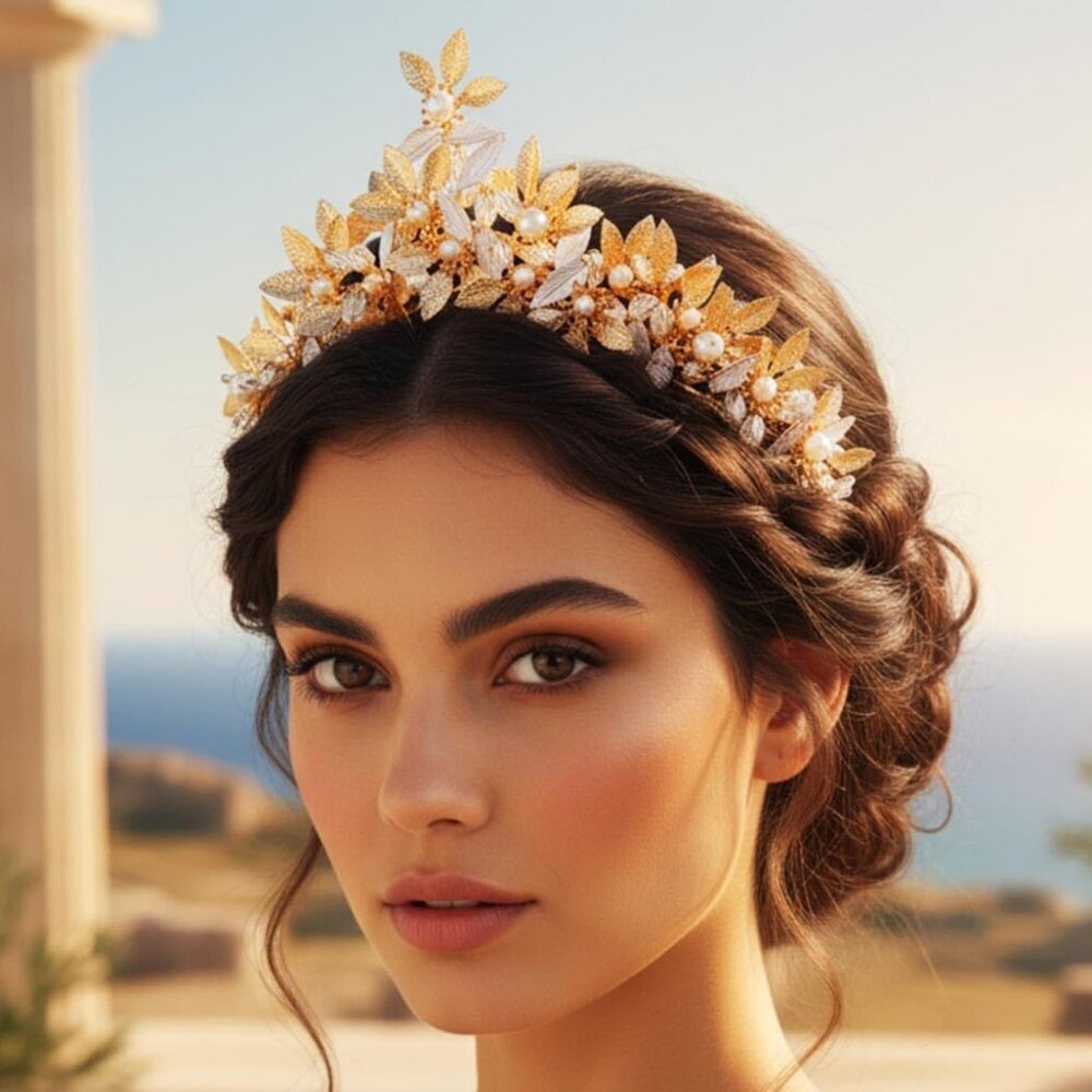 Gold Leaf Headband Alloy Roman Laurel Crown Wedding Prom Costume Accessory - Picture 7 of 7